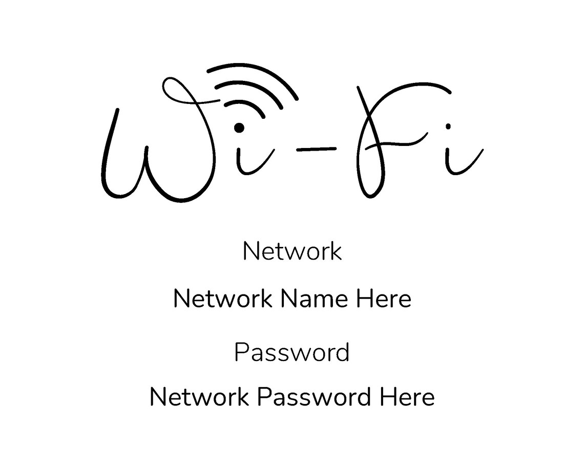 Wifi Password Sign Wifi Digital Download Three Sizes, 8x10, 5x7, 4x6 Etsy