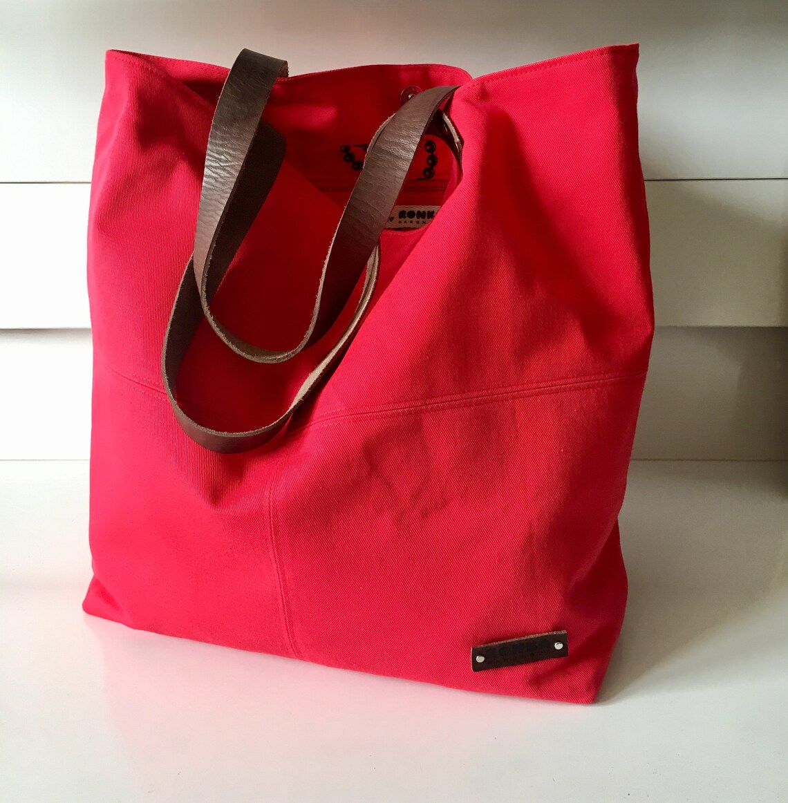 Red Canvas Bag Large Bag Slouchy Bag Women HandbagShoulder Etsy