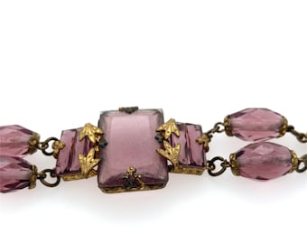 Antique Victorian Faceted Amethyst Czech Glass
