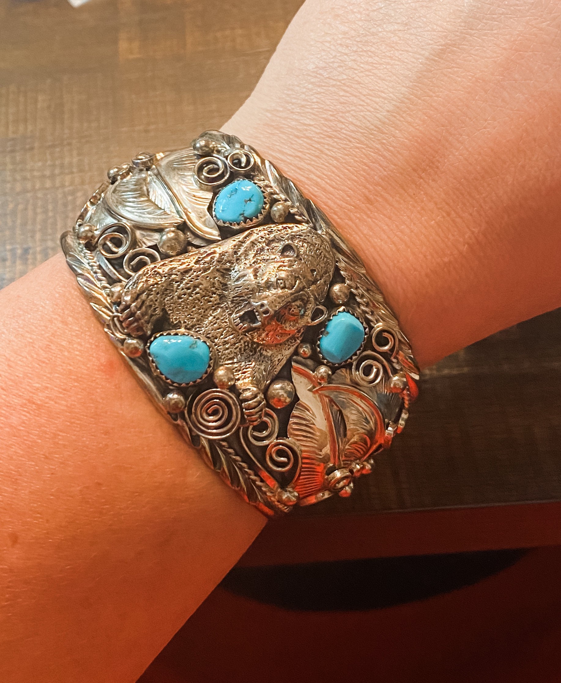 Native American Navajo Allen Chee Cuff Bear Bracelet - Etsy Native American Navajo Allen Chee Cuff Bear Bracelet - Etsy