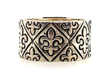 Vintage Sterling Silver James Avery Retired Fleur De Lis Band Ring