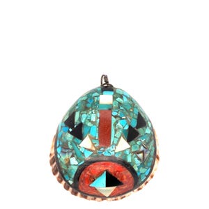 Vintage Old Pawn American Zuni Santo Domingo Inlaid Large Shell