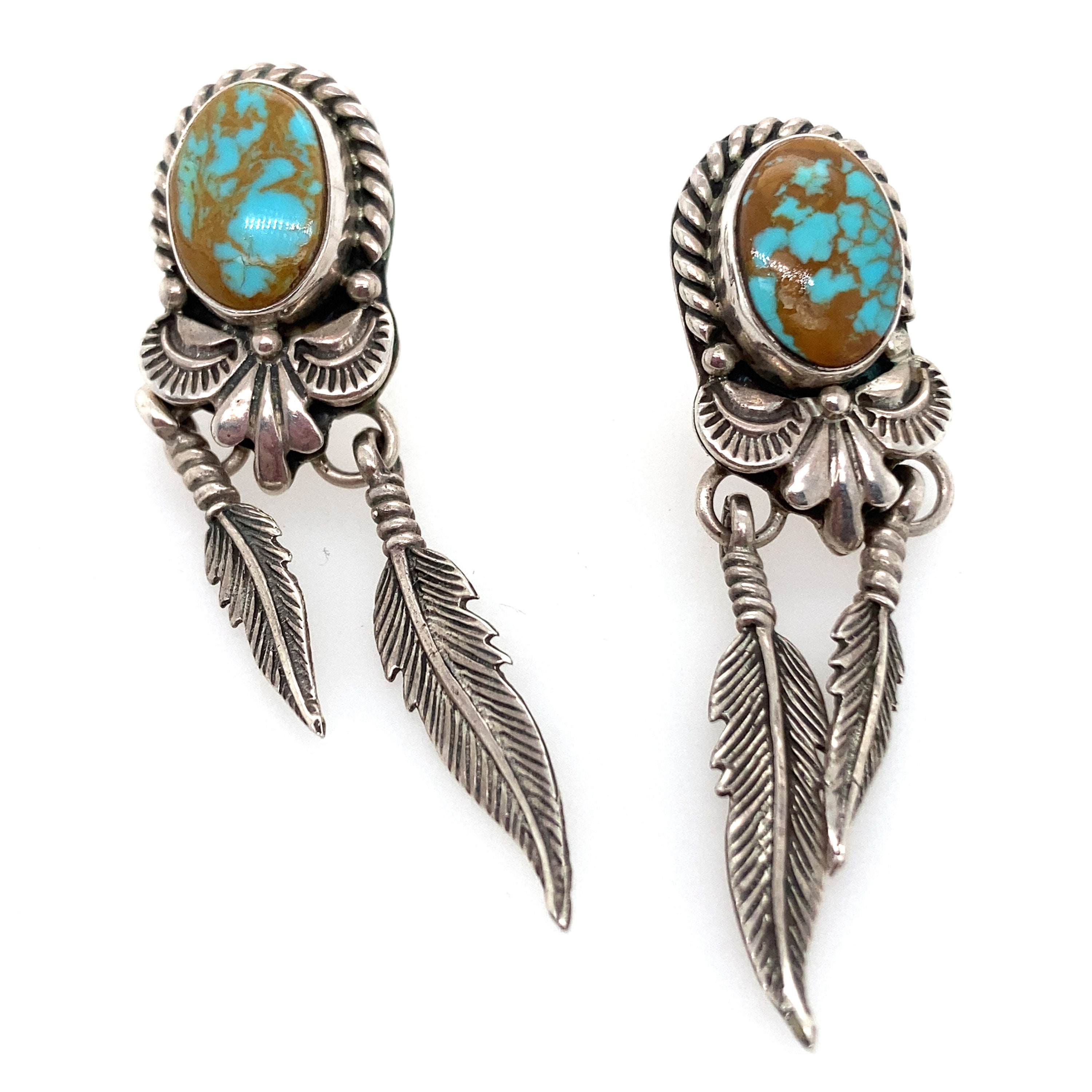 Sterling Silver Southwest Style Turquoise Earrings By Carol Felley