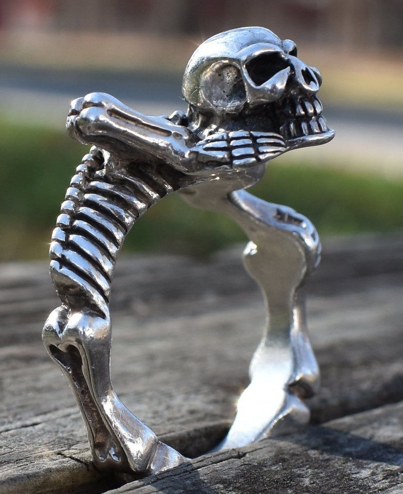 Sterling Silver Skeleton Ring Etsy