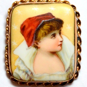 On Sale 19th Century Victorian Hand Painted Miniature on Porcelain with Gold Filled Twist Frame ON SALE image 2