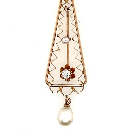 Antique Victorian 10k Gold Lavaliere Diamond Pear… - image 2