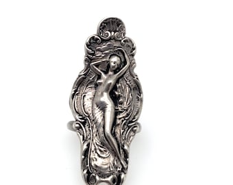 Sterling Silver Art Nouveau Plaque Ring