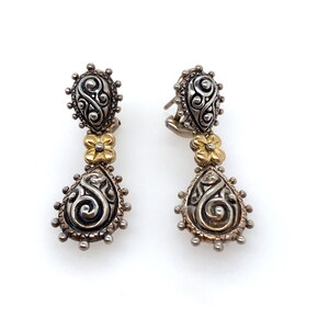 Barbara Bixby Sterling Silver & 18k Gold Floral Dangle Earrings