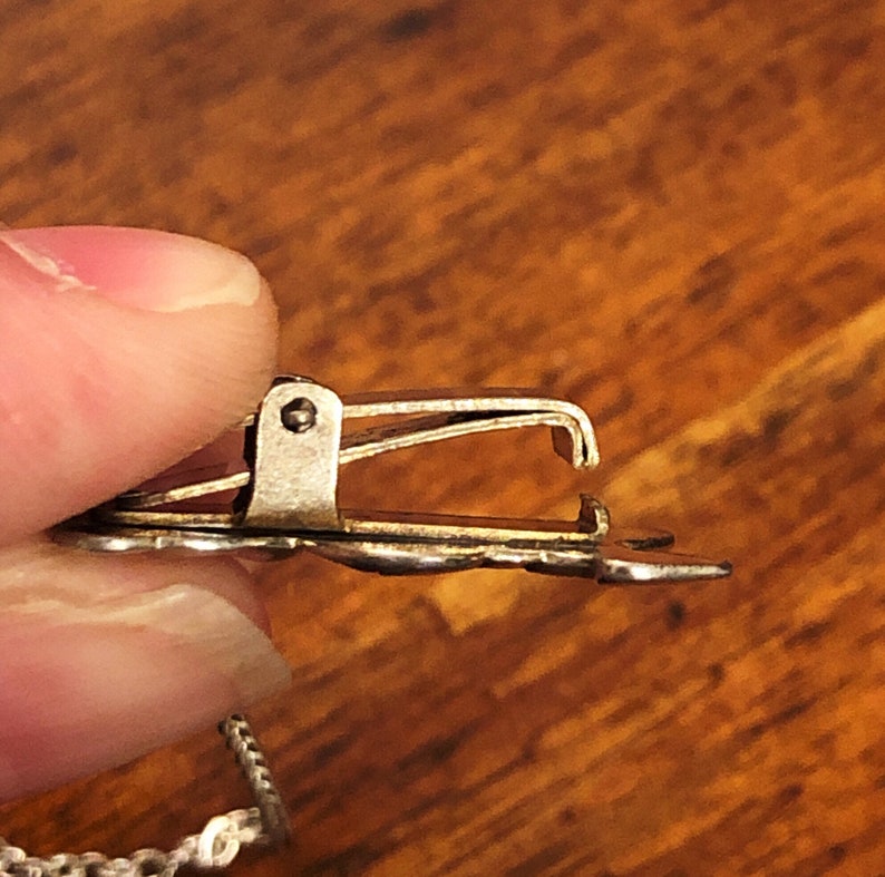 Vintage Sterling Silver Baby Teddy Bear Bib Clips