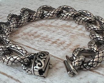 Vintage Sterling Silver Designer Scott Kay Uncaged Snake Skin Bracelet