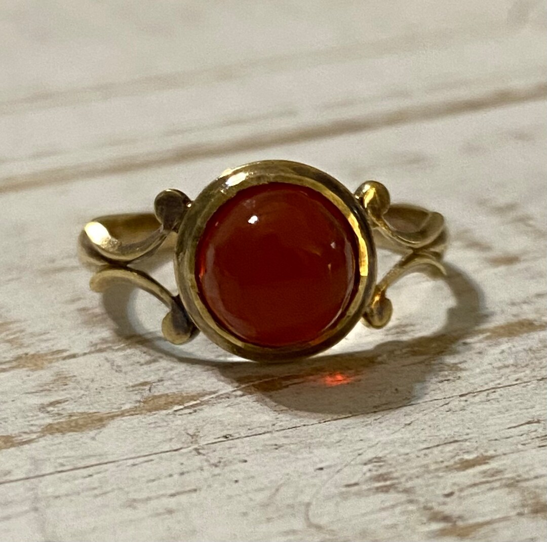 14k Gold Art Nouveau Carnelian Ring Etsy