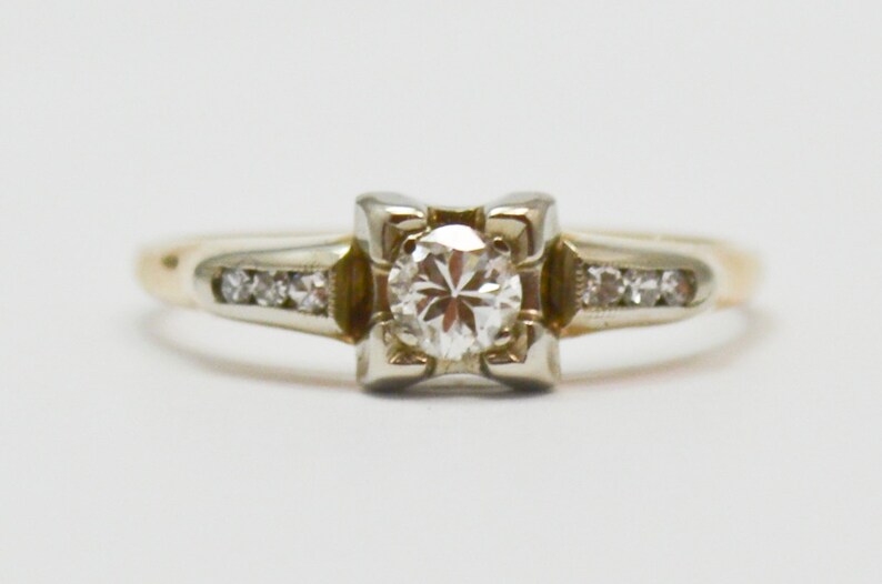Layaway 3 for Jillian Vintage 14 Karat Two Tone Art Deco Diamond Engagement Ring