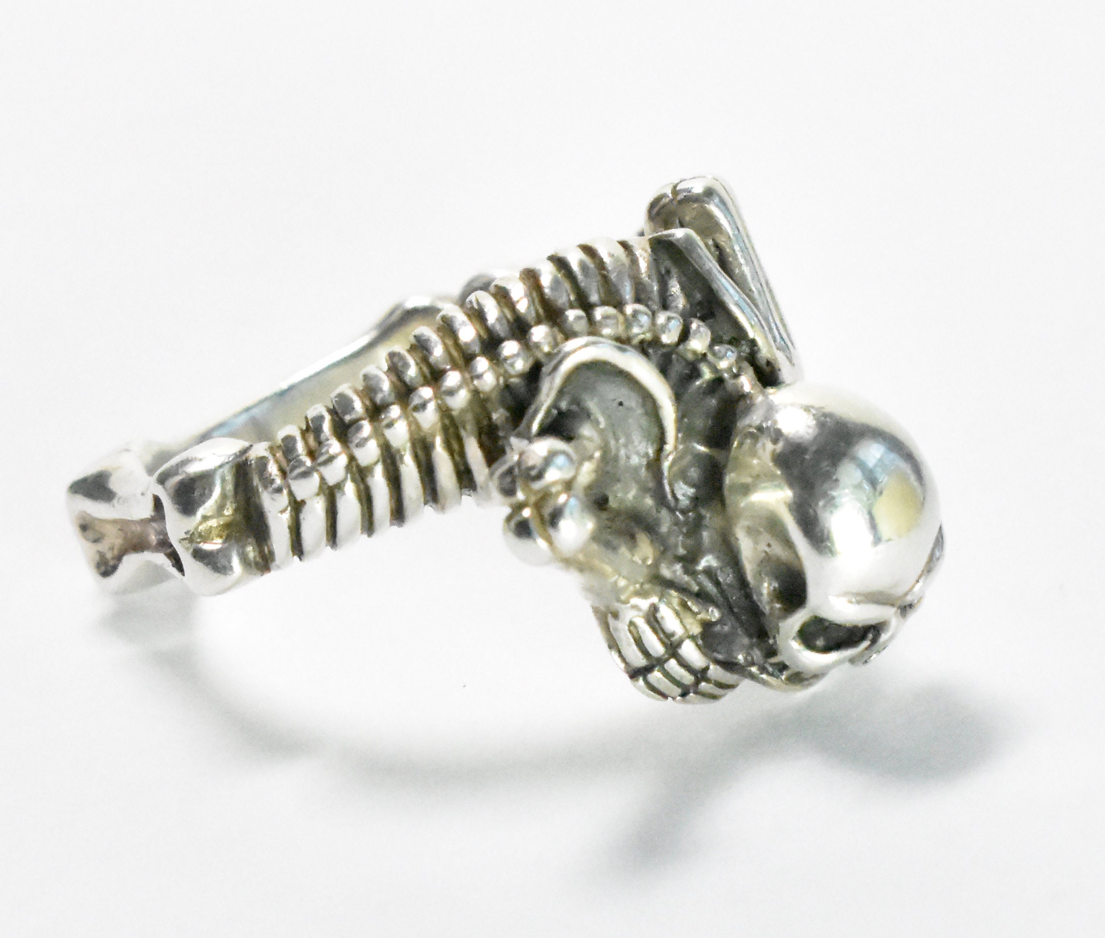 Skrloton Rings Sterling Silver Skeleton Ring - Etsy