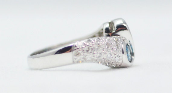 Gorgeous Blue and White Pave Diamond Infinity Ring - image 2