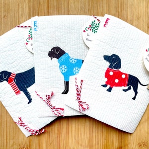 Eco DISHcloths - DOGS in CHRISTMAS / WINTER jumpers - Dachshund, Boxer Dog - green kitchen chic, Compostable Swedish Dishcloth Xmas gift