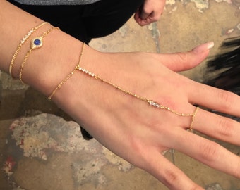 Zierliche Gold Handkette Armband