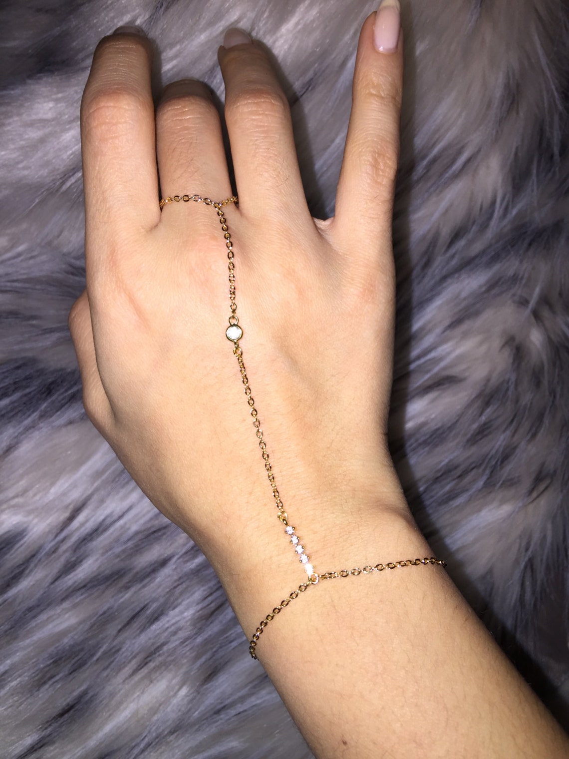 Pulsera de cadena de mano colgante de cristal de oro delicado Etsy España