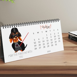 2024 Calendar, Dachshund Decor, Funny Gift for Dachshund Lover, Dachshund Dog Art, Sausage Dog Gift, Funny Desk Calendar, Weiner Dog