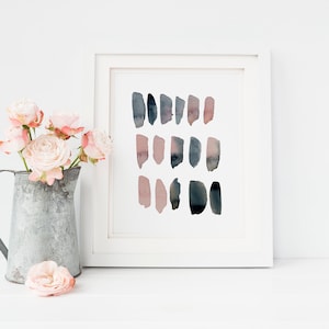 DESCARGA INSTANTE, impresión de acuarela abstracta de arte escandinavo, impresión minimalista, decoración del hogar, cartel de arte abstracto, impresiones de arte rosa polvoriento