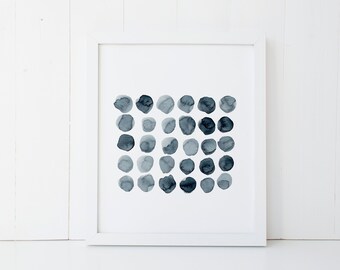 Blue Watercolor Dots Print, Scandinavian Art, Minimalist Home Decor (Digital Download)