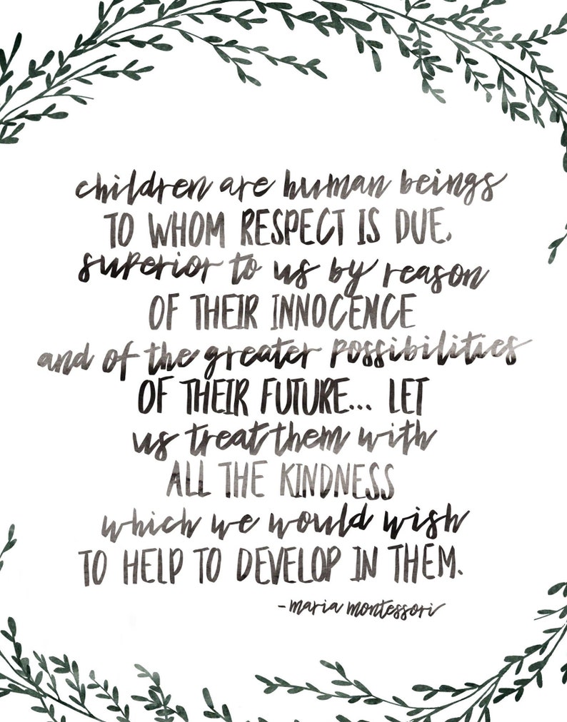instant download respect maria montessori quote print etsy