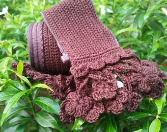 SWEET FLORAL 2 layers flower design-Crochet Handle Cover with zipper for Louis Vuitton and Beloved Bags