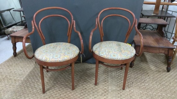 Shelby Williams Bentwood Pair Of Chairs With Fresh Upholstery Etsy