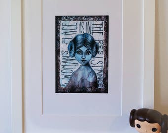 A womans place is in the resistance, print of my Princess Leia inspired painting.