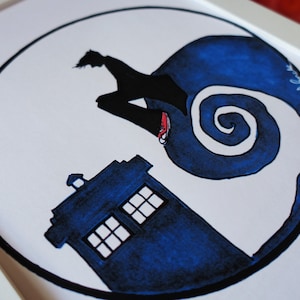 A Wibbly Wobbly Timey Wimey Print of my original Doctor Who Tardis drawing.