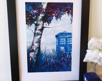 It's bigger on the inside. Whovian print of my original watercolor painting.