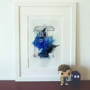 Wibbly wobbly policebox, Doctor Who art, Original painting.