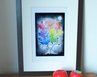 Chasing rainbows in the dark, print of my original painting.