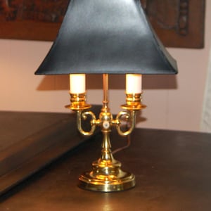 BRASS BOUILLOTTE LAMP Candlestick Neoclassical Black Gold Metal Shade Rectangle French