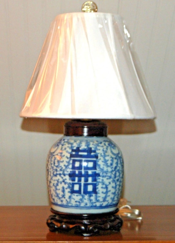 Antique Chinese Ginger Jar Lamp Blue And White Porcelain Etsy