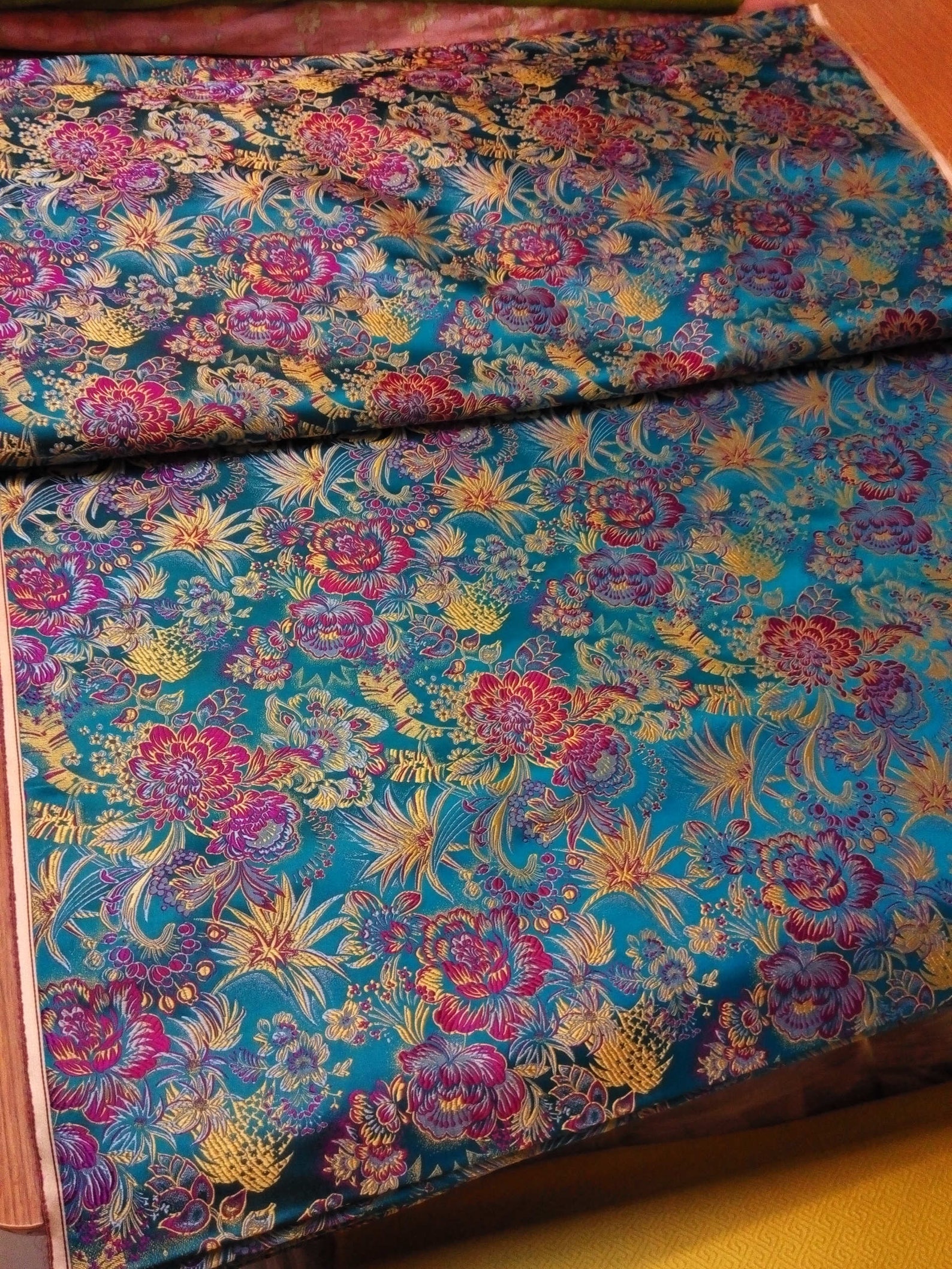 Chinese silk brocade fabric cheongsam cushion pattern lake | Etsy