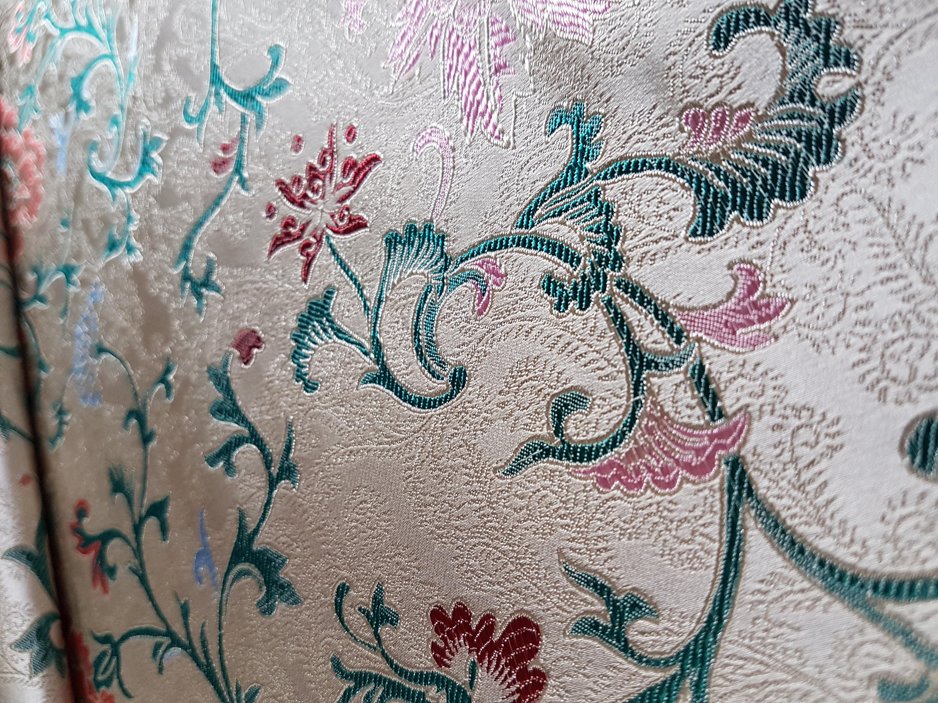Chinese Traditional Woven Silk Brocade Fabric Rice White Back | Etsy