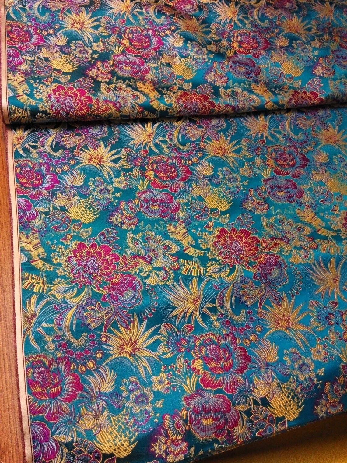 Chinese silk brocade fabric cheongsam cushion pattern lake | Etsy