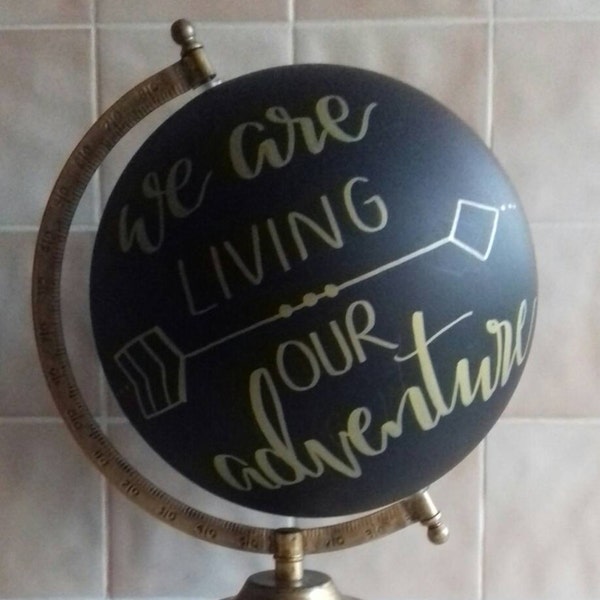 Hand Painted Globe 8". Chalkboard Globe