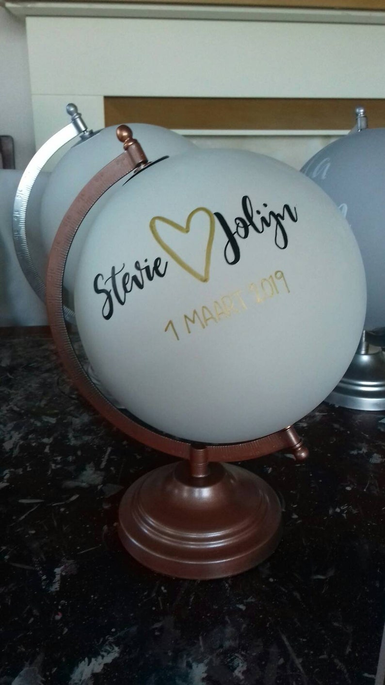 Wedding Guest Book Globe. Travel Theme. Custom Globe. Painted Etsy