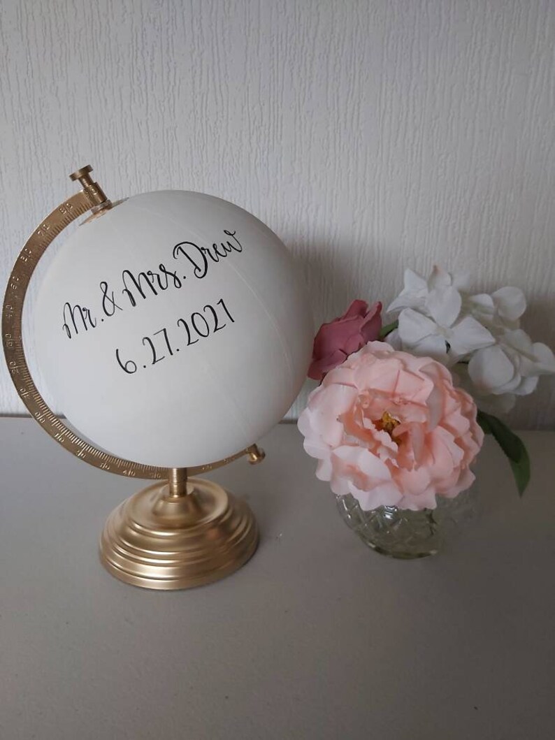 Wedding Guest Book Globe. Travel Theme. Custom Globe. Painted Etsy UK