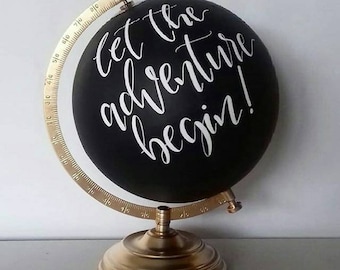 Wedding guest book globe. Travel theme. Custom globe. Painted globe. Globe guest book. Travel quote. Travel gift. Adventure