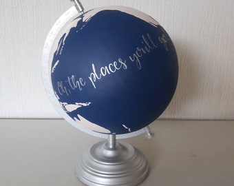 Custom order Hand painted globe -new baby gift. Travel nursery. Travel theme. World map. Travel gift