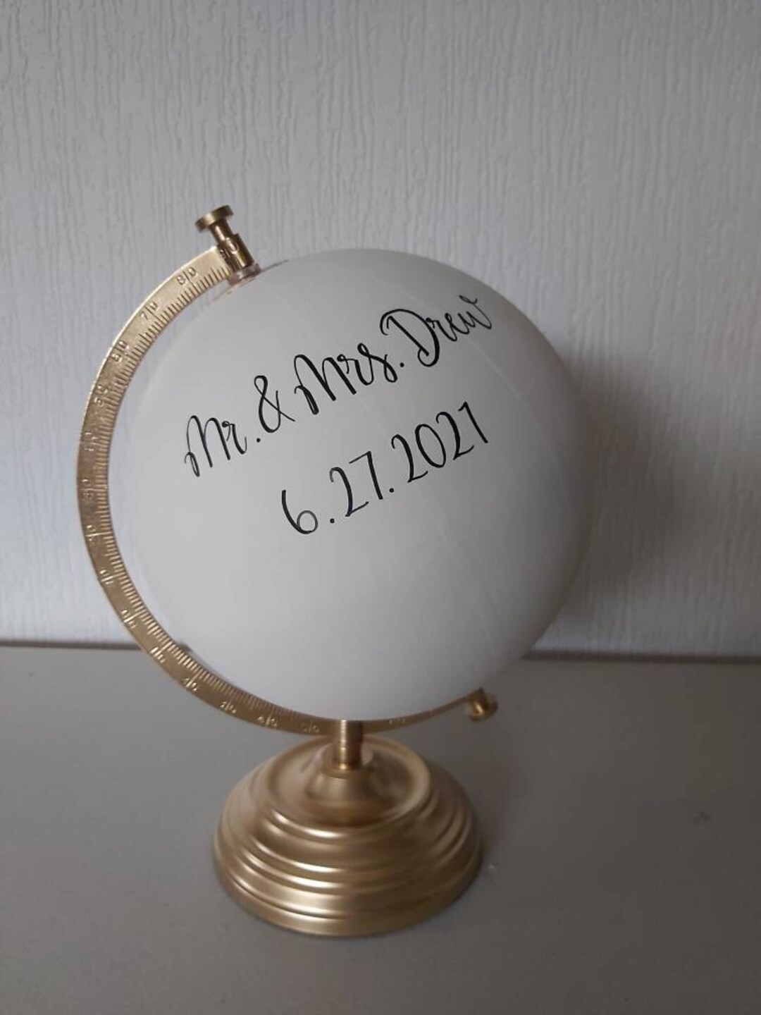 Wedding Guest Book Globe. Travel Theme. Custom Globe. Painted Globe