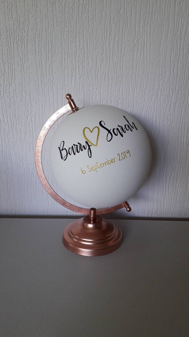 Wedding Guest Book Globe. Travel Theme. Custom Globe. Painted Etsy