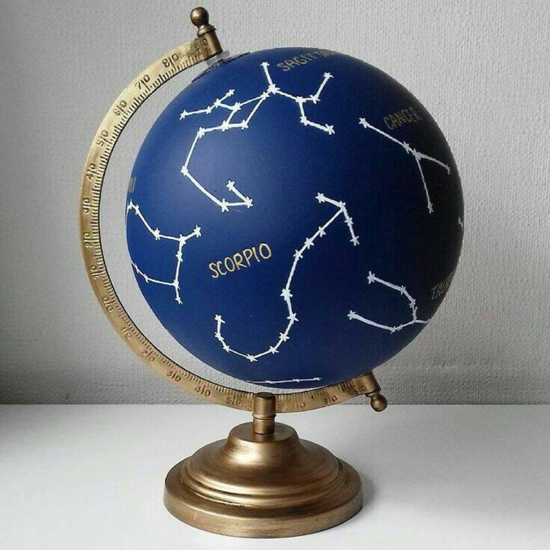 World Globe. Custom Globe. Painted Globe. Zodiac. Star Sign Etsy