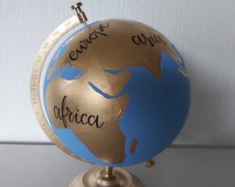 Hand Painted Globe -Wedding guest book