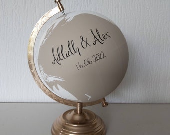 Hand painted globe -wedding guest book