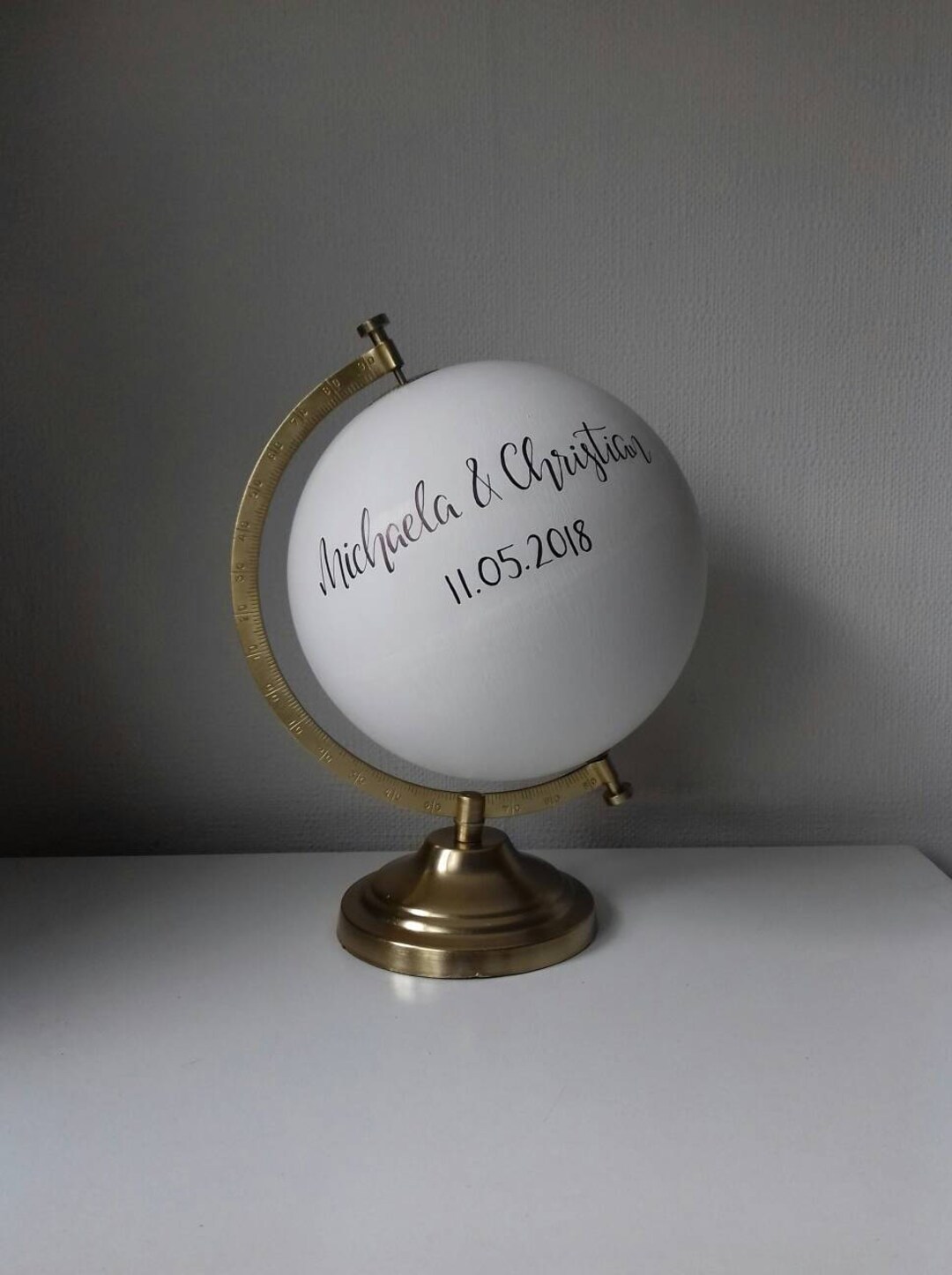 Wedding Guest Book Globe. Travel Theme. Custom Globe. Painted Globe