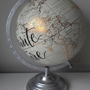 Hand painted globe. Travel gift. Custom globe. Travel theme. You are my favourite adventure. Travel quote image 3