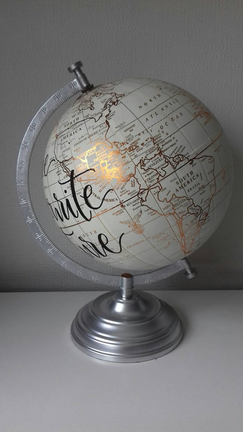 Hand painted globe. Travel gift. Custom globe. Travel theme. You are my favourite adventure. Travel quote image 3